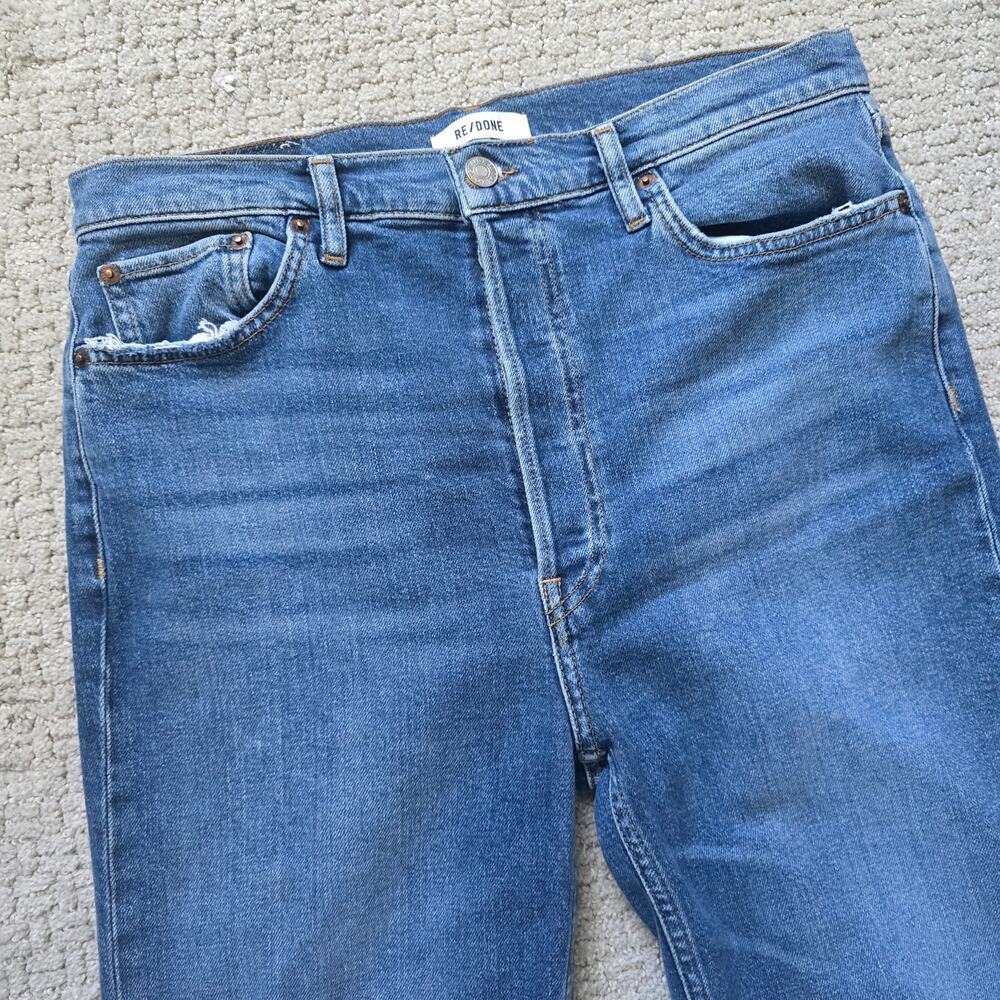 RE/DONE 70s Ultra High Rise Stove Pipe Jeans Size 31 Vintage Indigo Stretch - Picture 4 of 12